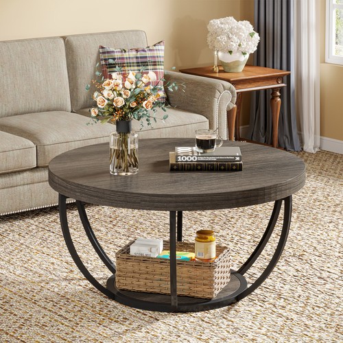 Modern round coffee table - coffee, 2
