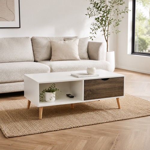 White coffee table drawers - table,