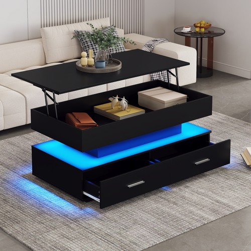 Led coffee table with lift - coffee,