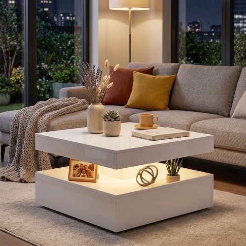 Homcom led coffee table with - homcom,