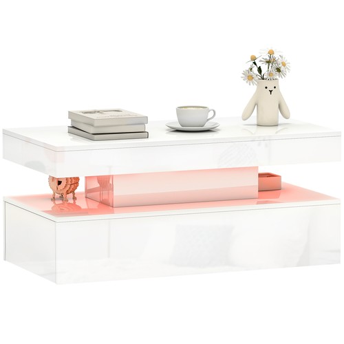 Homcom led coffee table with - homcom,
