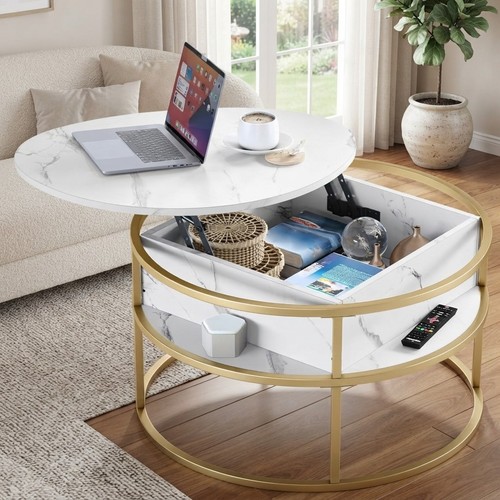 Modern round coffee table with - round,