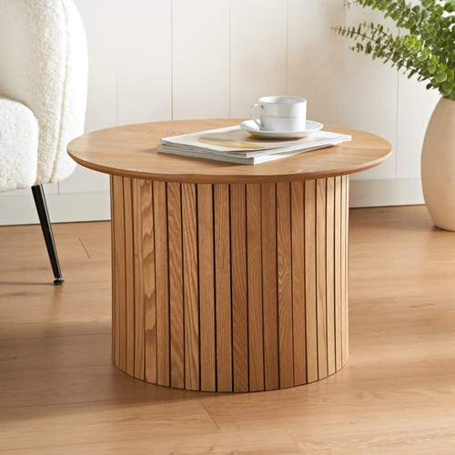 Coffee table round light oak - table,