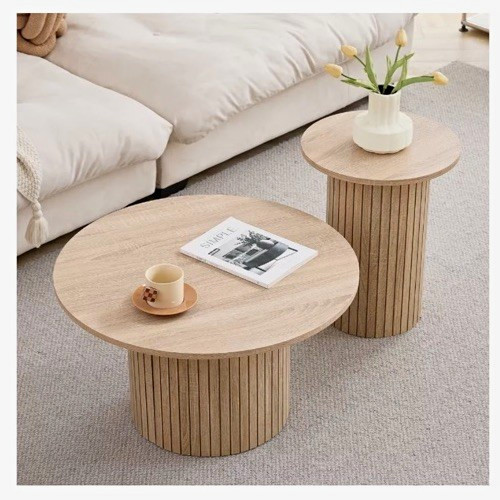 Modern round wooden coffee - modern,
