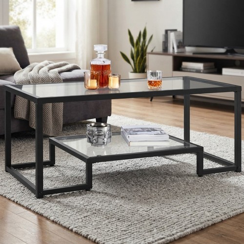 Sturdy black coffee table with - black,