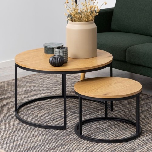 Round nesting coffee table set - table,