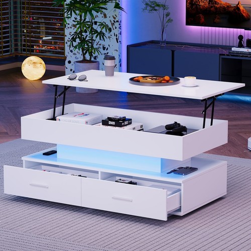 Led coffee table with lift - coffee,