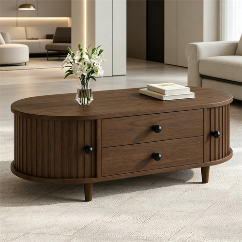 Oval coffee table sliding - oval,