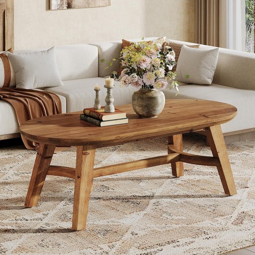 120cm solid wood oval coffee - 120cm,