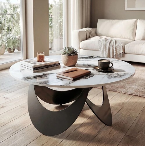 Round industrial coffee table - round,