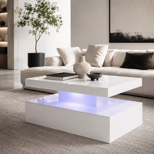 White gloss coffee table 90cm - white,
