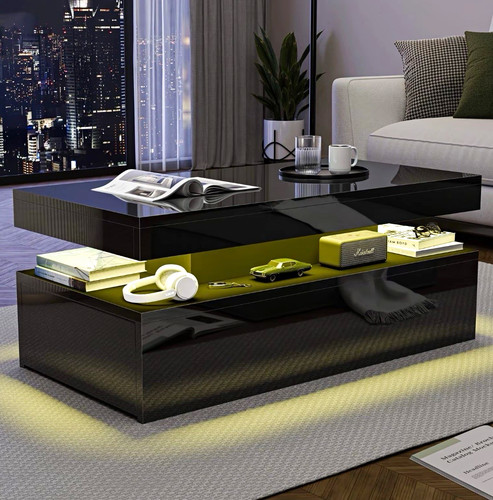 High gloss black coffee table - high,