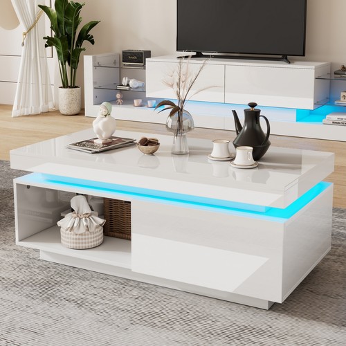 Led coffee table - table, drawer