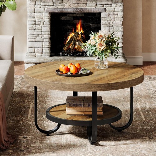 80cm round coffee table - table, 2-tier