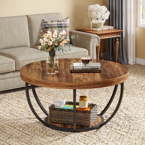 Round coffee table industrial - coffee,