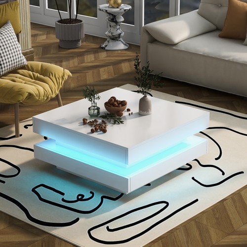 Square coffee table high - coffee, gloss