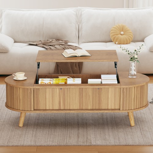 Wooden oval coffee - wooden, table