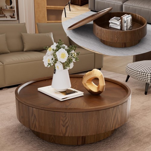 Round drum coffee table with - drum,