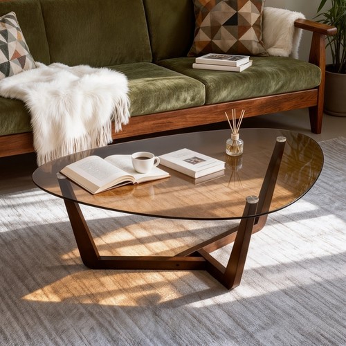 Modern glass coffee table - glass,