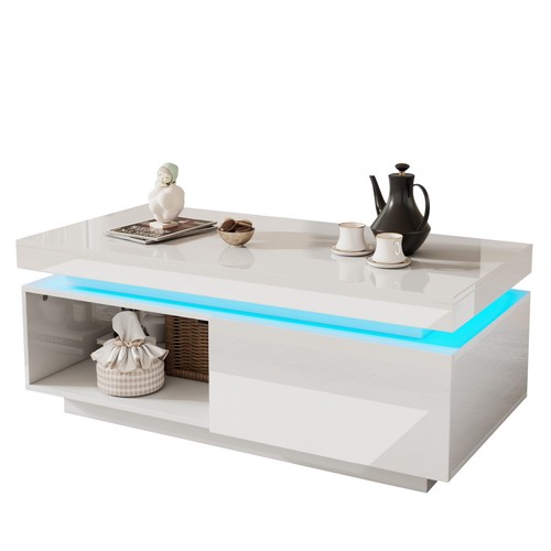 Led coffee table wooden - table,