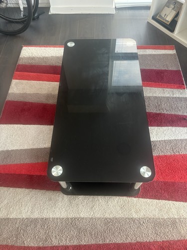Black glass coffee table with - glass,