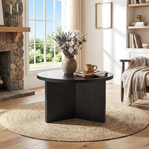 Black round wood grain - wood,