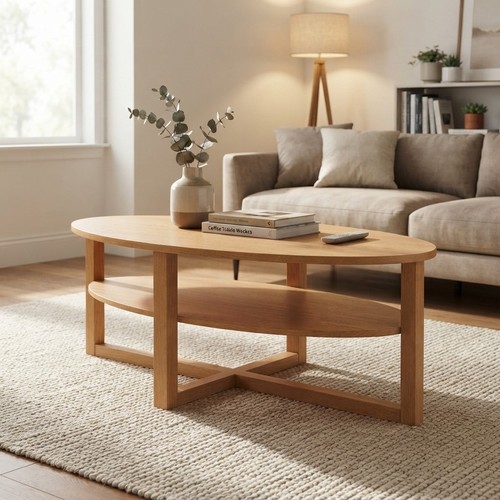 Contemporary oak effect - contemporary, oval